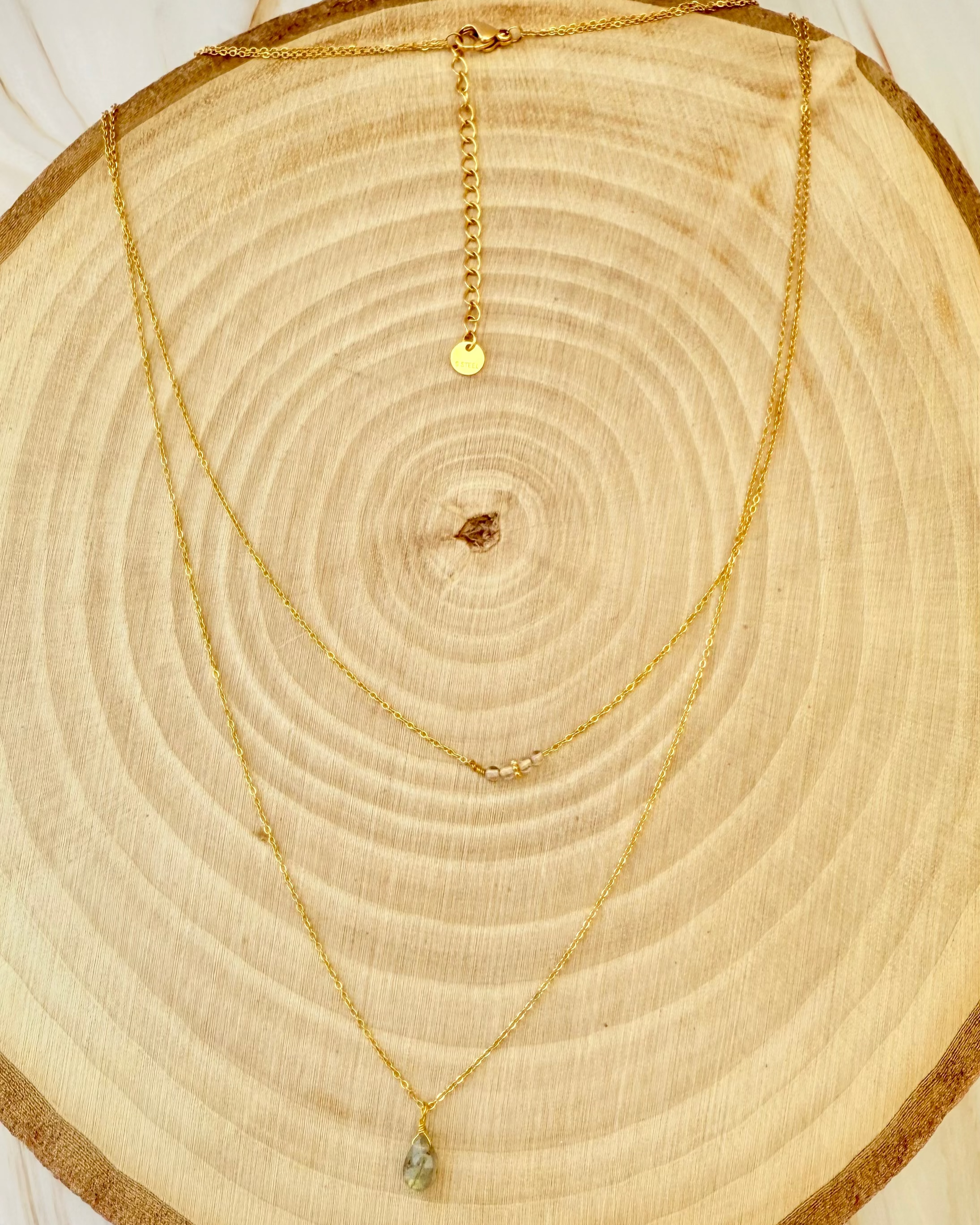 ✨ Collier double Aura - Chic & minimaliste - Labradorite