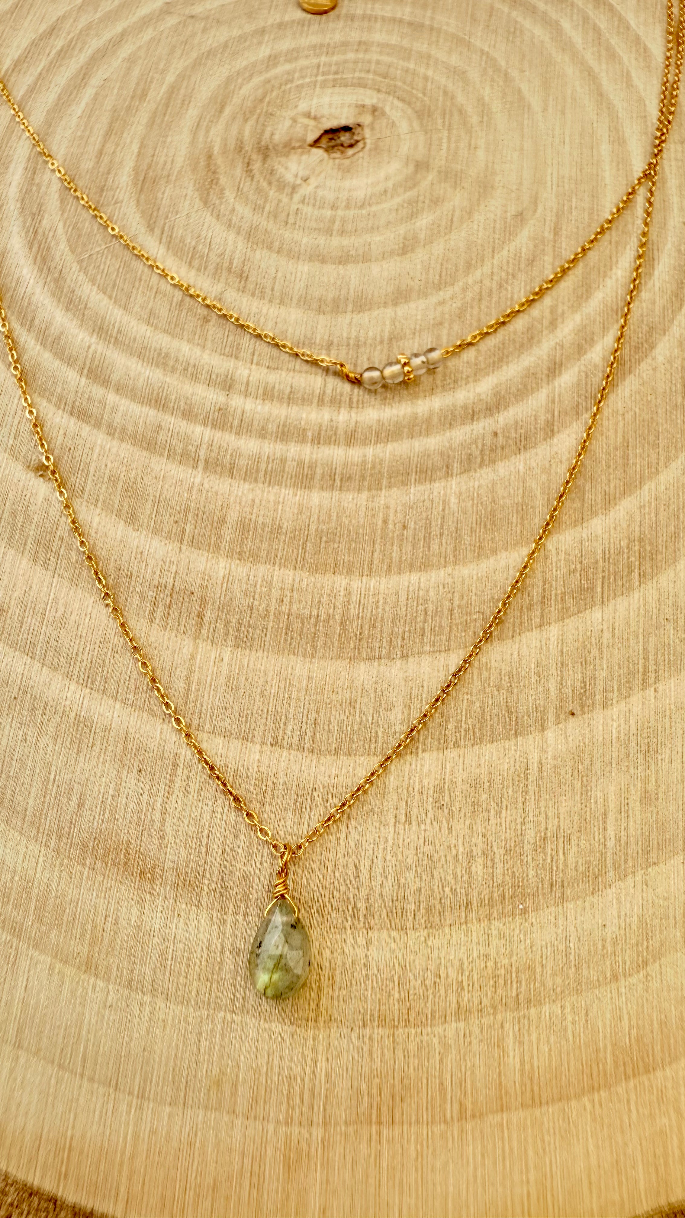 ✨ Collier double Aura - Chic & minimaliste - Labradorite