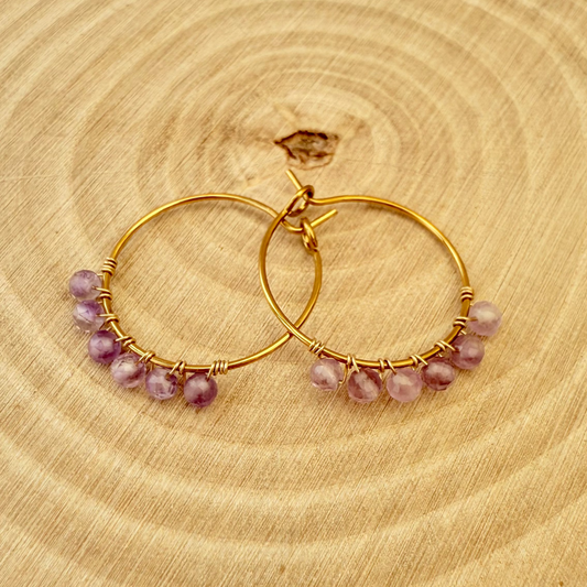 ✨ Créoles Naora tissées – Délicates & artisanales - Amethyste