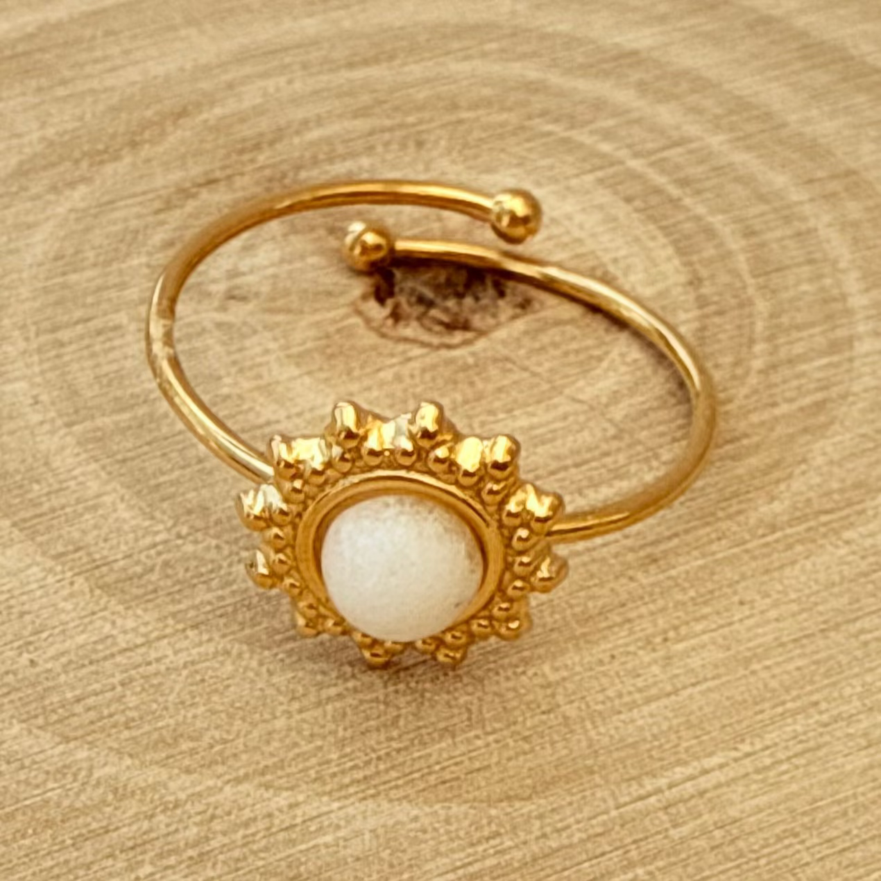 💍 Bague Lunéa pierre naturelle –  Agate blanche