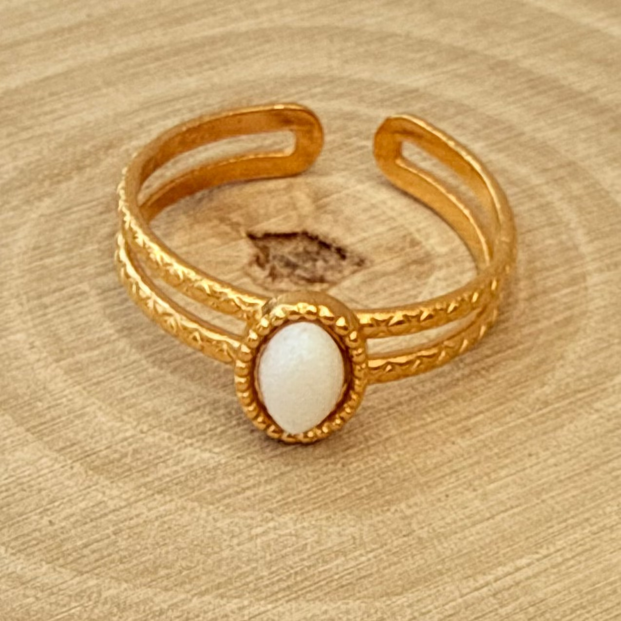 🤍 Bague Orea – Agate blanche