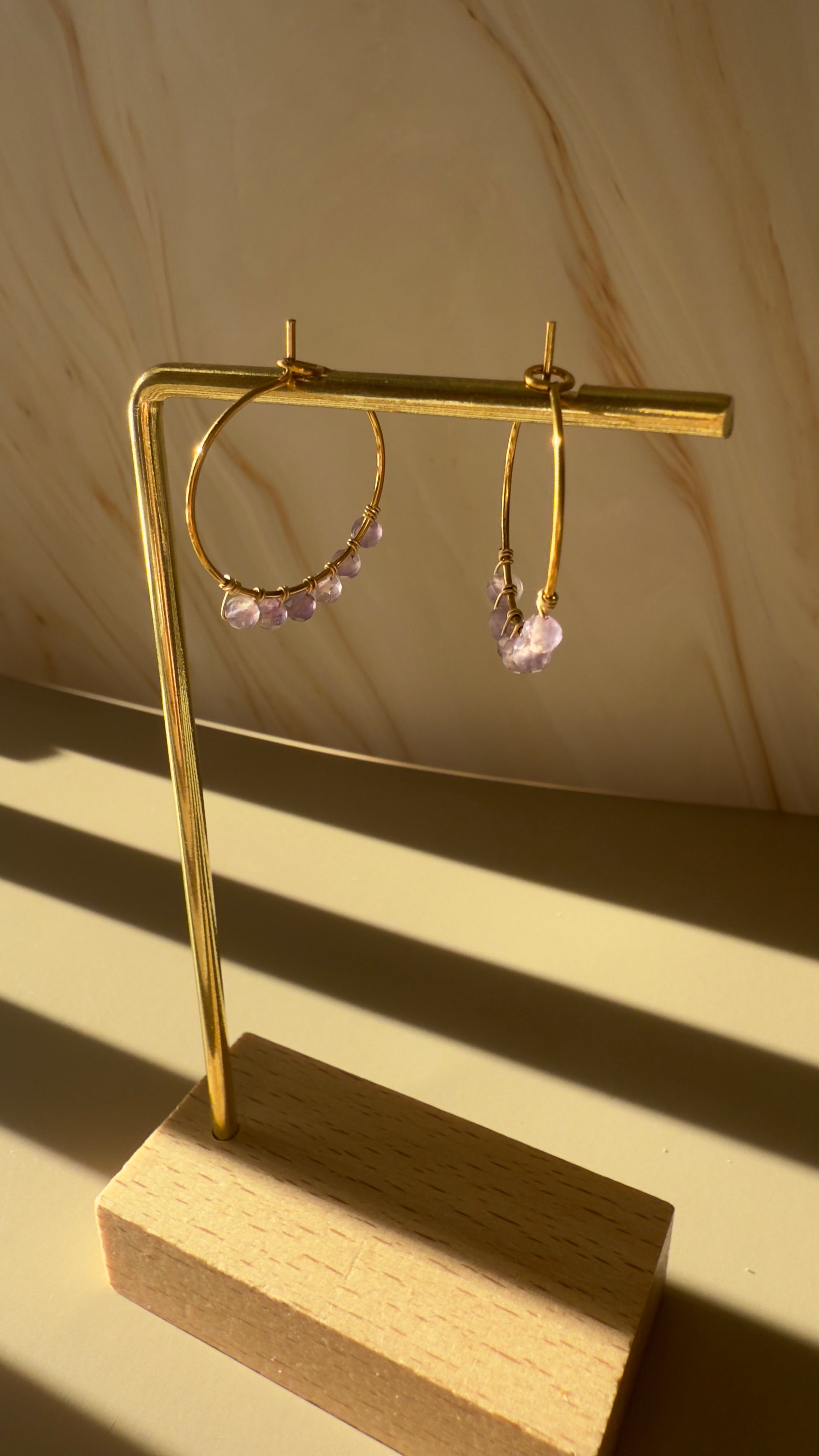 ✨ Créoles Naora tissées – Délicates & artisanales - Amethyste