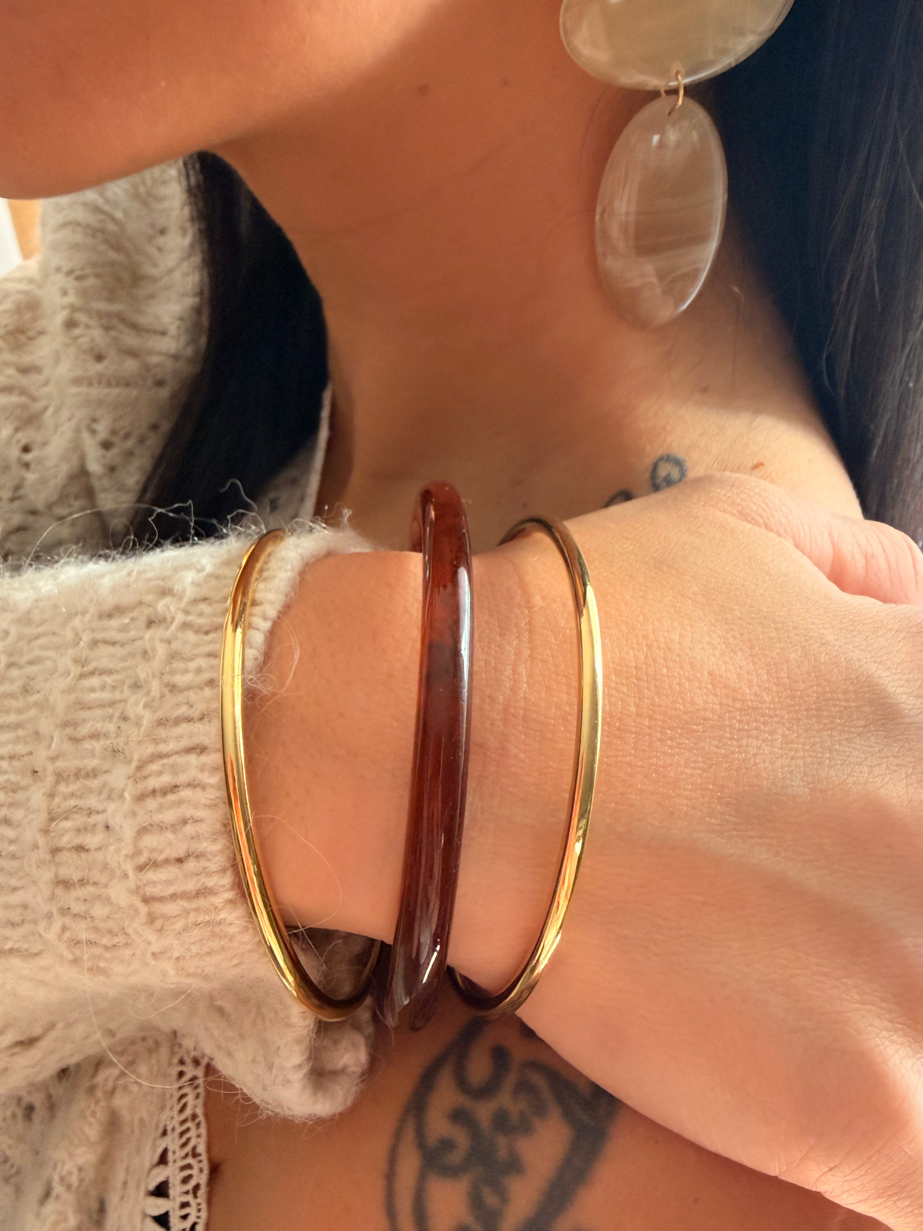 Lot de 3 bracelets joncs Ambre 🤎