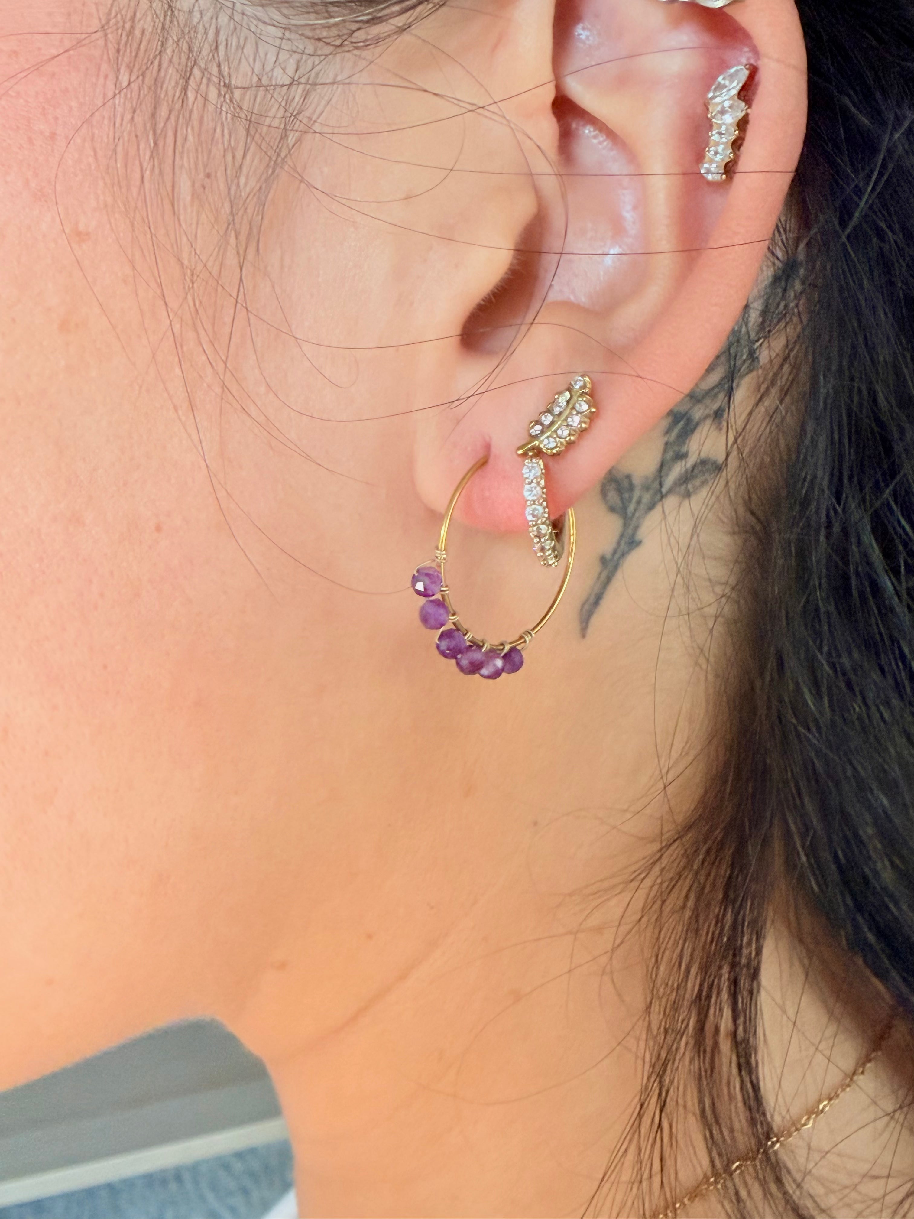 ✨ Créoles Naora tissées – Délicates & artisanales - Amethyste