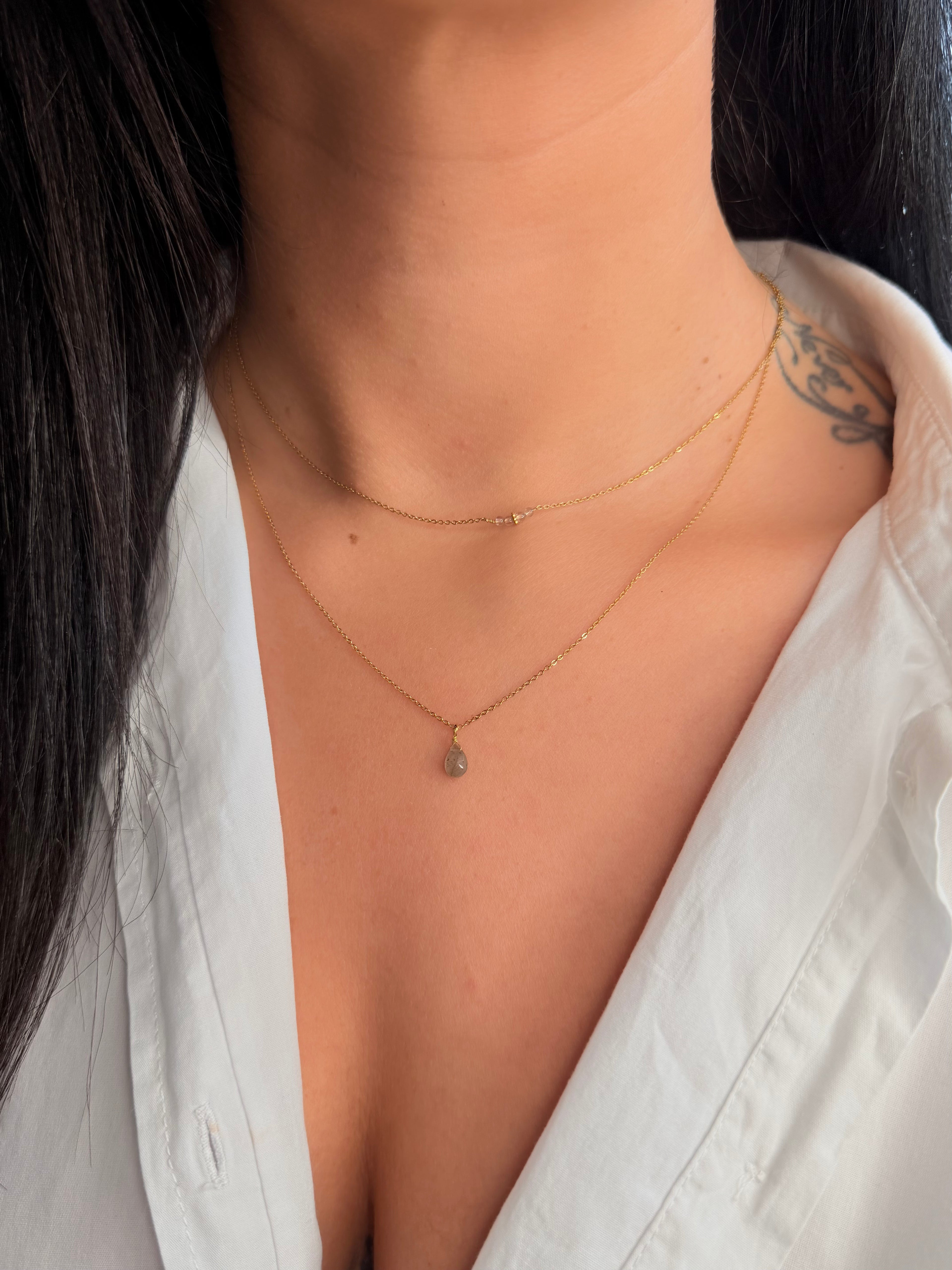 ✨ Collier double Aura - Chic & minimaliste - Labradorite
