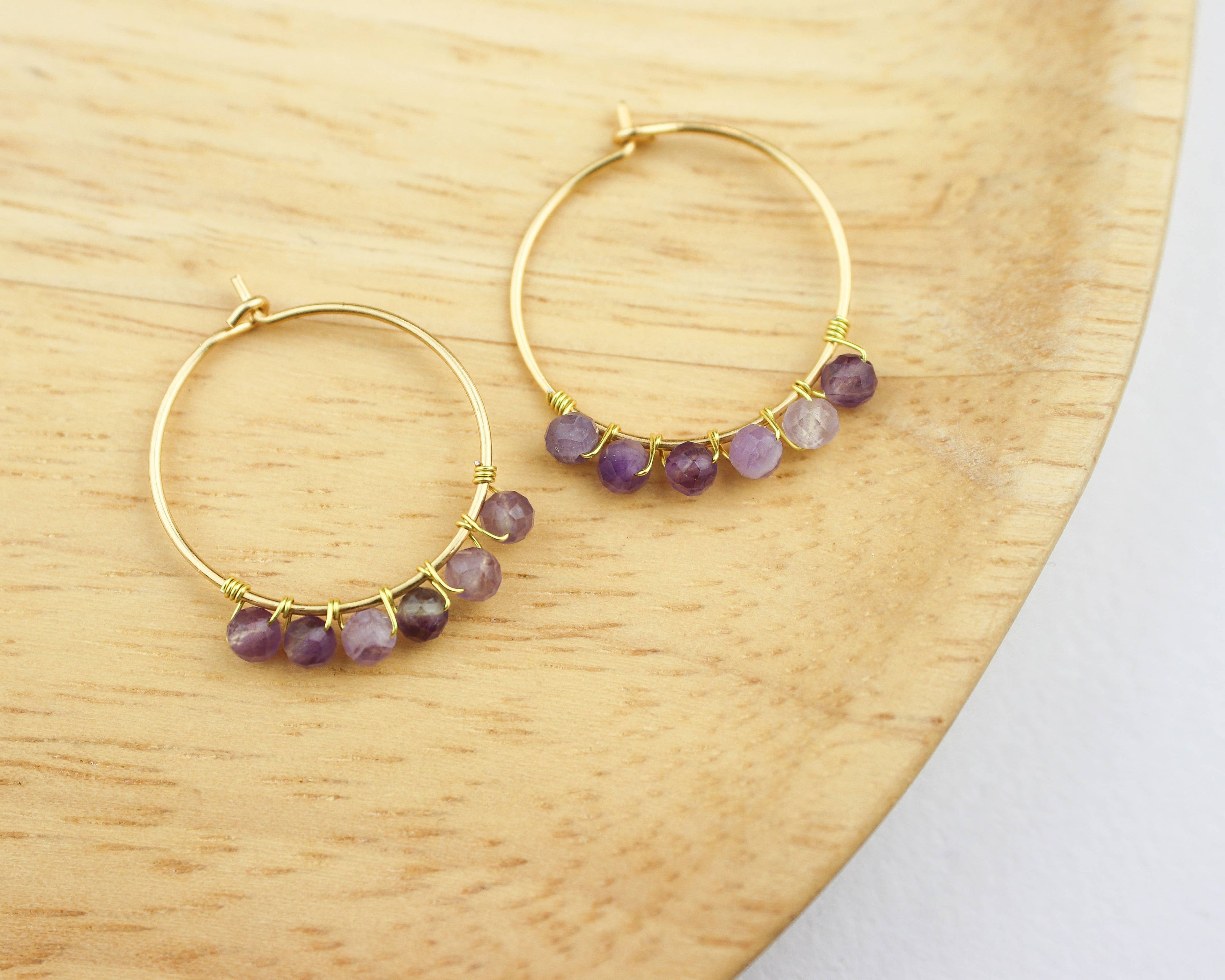 ✨ Créoles Naora tissées – Délicates & artisanales - Amethyste